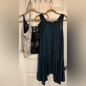 Free People *Bundle* Asymmetrical Dress XS & Float Away Cami XS & Cloth Bag